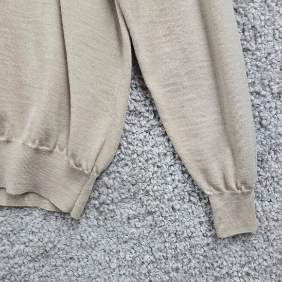 Alan Paine Sweater Mens 2XL Beige Wool Mock Neck Stretch Minimal - Picture 2 of 11